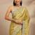 olive floral zari embroidered saree with a blouse piece
