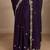 purple embroidered saree with unstitched blouse piece