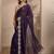 purple embroidered saree with unstitched blouse piece