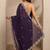 purple embroidered saree with unstitched blouse piece