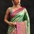 green woven design silk blend saree