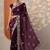 burgundy embroidered organza saree with unstitched blouse piece