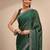 green embellished saree with unstitched blouse piece