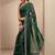 green embellished saree with unstitched blouse piece