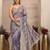 purple embroidered organza saree with unstitched blouse piece