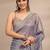purple embroidered organza saree with unstitched blouse piece