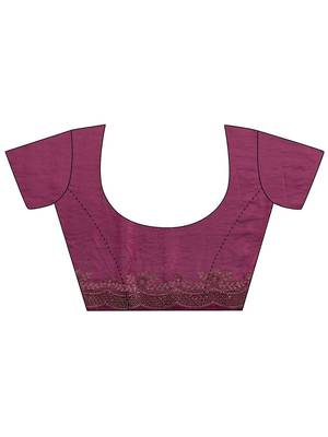 purple embellished saree with unstitched blouse piece 5