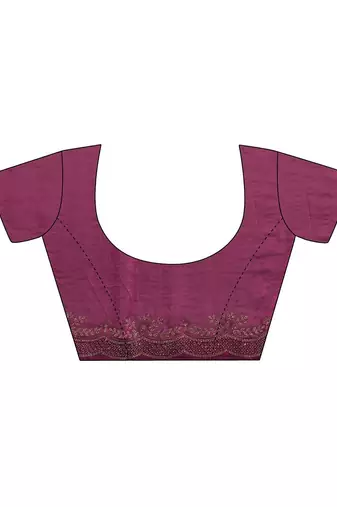 purple embellished saree with unstitched blouse piece