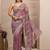 violet embroidered organza saree with unstitched blouse piece