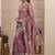 violet embroidered organza saree with unstitched blouse piece
