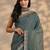 teal embellished saree with unstitched blouse piece