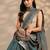 teal embellished saree with unstitched blouse piece