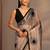 beige floral embroidered tissue saree
