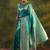turquoise blue embellished silk saree with unstitched blouse and dupatta
