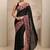black ombre solid saree with unstitched blouse piece