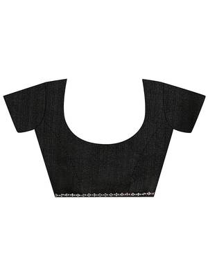 black ombre solid saree with unstitched blouse piece 2