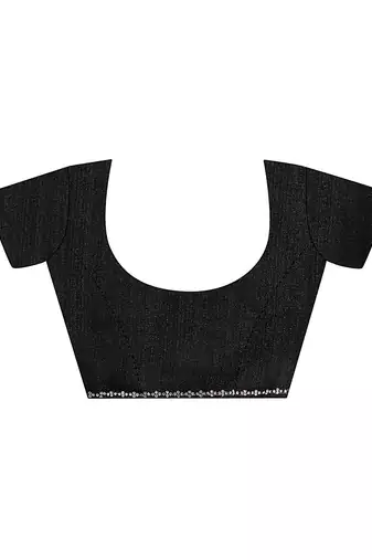 black ombre solid saree with unstitched blouse piece