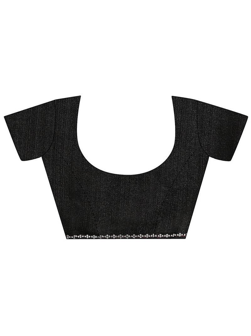 black ombre solid saree with unstitched blouse piece