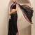 black ombre solid saree with unstitched blouse piece