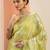 green printed satin saree with unstitched blouse piece