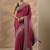maroon embellished saree with unstitched blouse piece