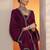 purple solid saree with unstitched blouse piece