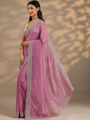 purple embellished saree with unstitched blouse piece 1