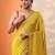 yellow solid saree with unstitched blouse piece
