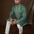 green jacquard kurta with solid mirror work embroidery