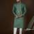 green jacquard kurta with solid mirror work embroidery