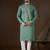green jacquard kurta with solid mirror work embroidery