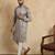 grey silk blend beads and stones embroidered kurta with trouser set