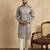 grey silk blend beads and stones embroidered kurta with trouser set