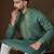 green jacquard mirror work embroidered kurta with trouser set