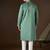 green jacquard mirror work embroidered kurta with trouser set