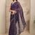 purple ethnic motifs printed saree with unstitched blouse piece