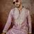 pink silk blend thread work embroidered kurta with trouser set