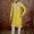 yellow silk blend thread work embroidered kurta with trouser set