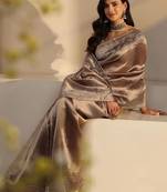 taupe embroidered saree