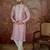 pink silk blend thread work embroidered kurta with trouser set