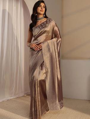 taupe embroidered saree 2