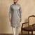 grey silk blend kurta with solid beads and stones embroidery