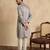 grey silk blend kurta with solid beads and stones embroidery