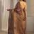 brown floral beads and stones tissue saree