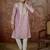pink silk blend kurta with solid thread work embroidery