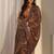 brown floral beads and stones tissue saree