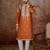 Men’s orange silk blend kurta with solid thread work embroidery | trendy ethnic wear for festive, wedding