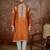 Men’s orange silk blend kurta with solid thread work embroidery | trendy ethnic wear for festive, wedding