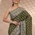 olive leaf green embellished satin saree with ethnic motifs