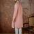 Men’s peach silk blend kurta with solid thread work embroidery | trendy ethnic wear for festive, wedding